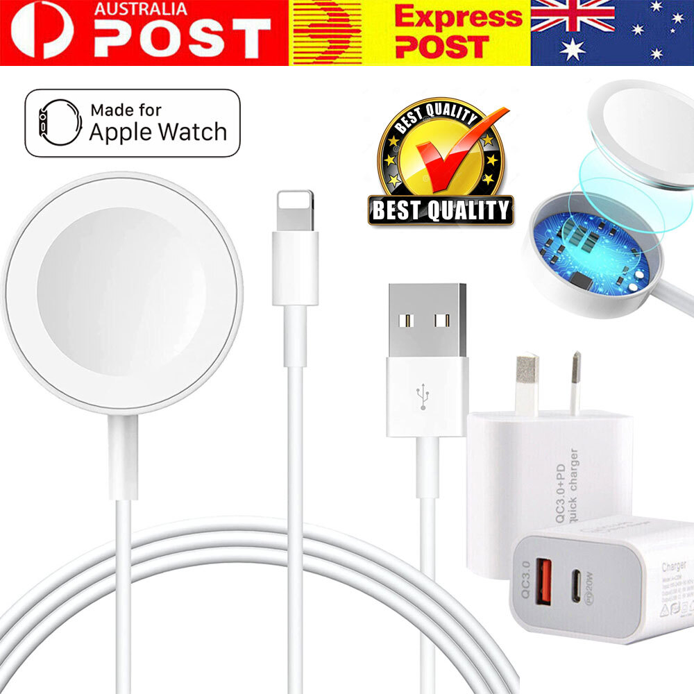 Apple Watch White 1M Type-C 2 In 1 Wireless Charging Cable Fast Magnetic USB 20W
