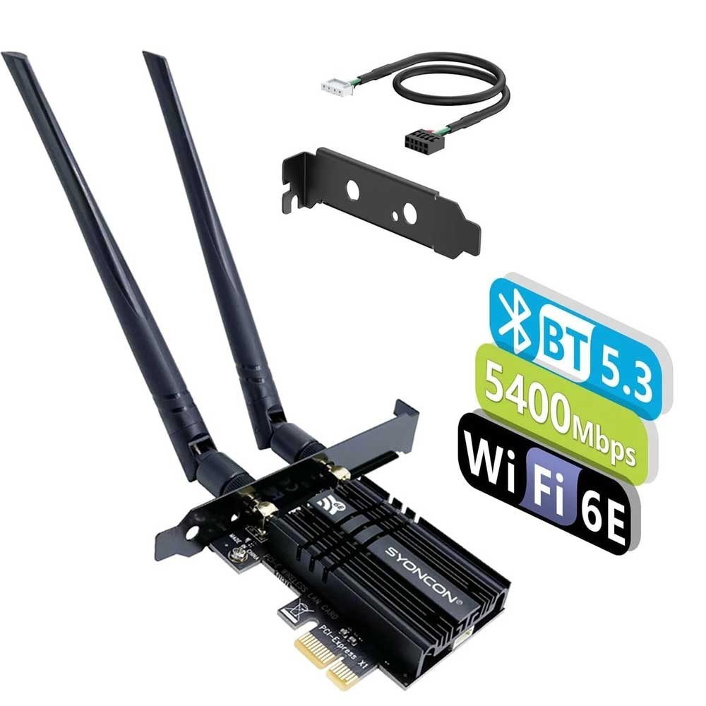 WiFi 6E PCIe Card Intel AX210 Compatible Windows 10/11 Linux Bluetooth 5.3 2.4G