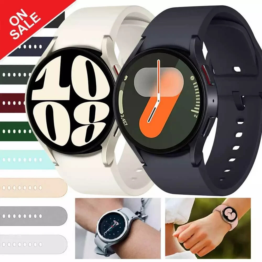 For Samsung Galaxy Watch 7 6 5 4 Pro Classic 40mm 44mm Silicone Strap Black Au