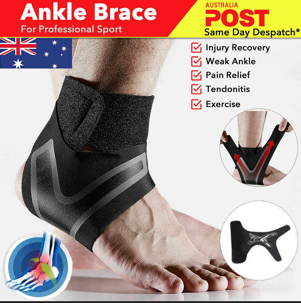Kyncilor Left Ankle Sport Support Brace Adjustable Black Strap Polyester Wrap 28