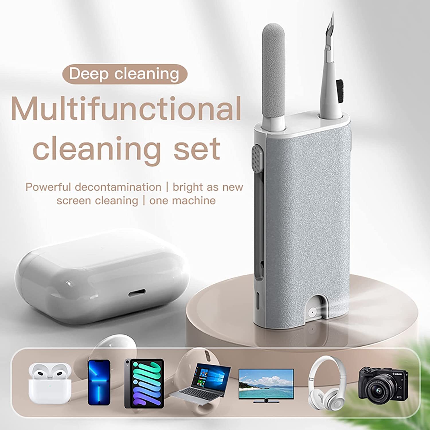 For Airpods Pro Cleaning Kit Pen Brush 8in1 Spray Bottle Grey Bluetooth Earbuds