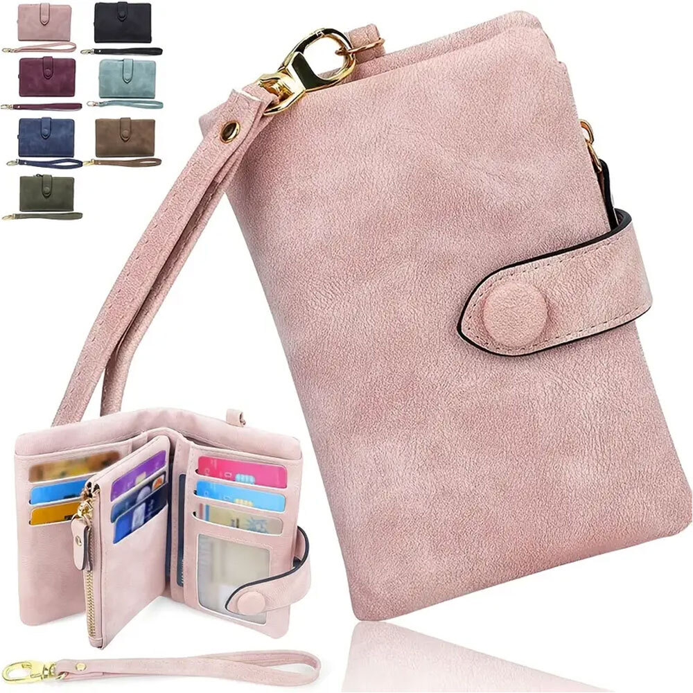 RFID Blocking Wallet Short Small Coin Purse Women Folding Card Holder PU Leather
