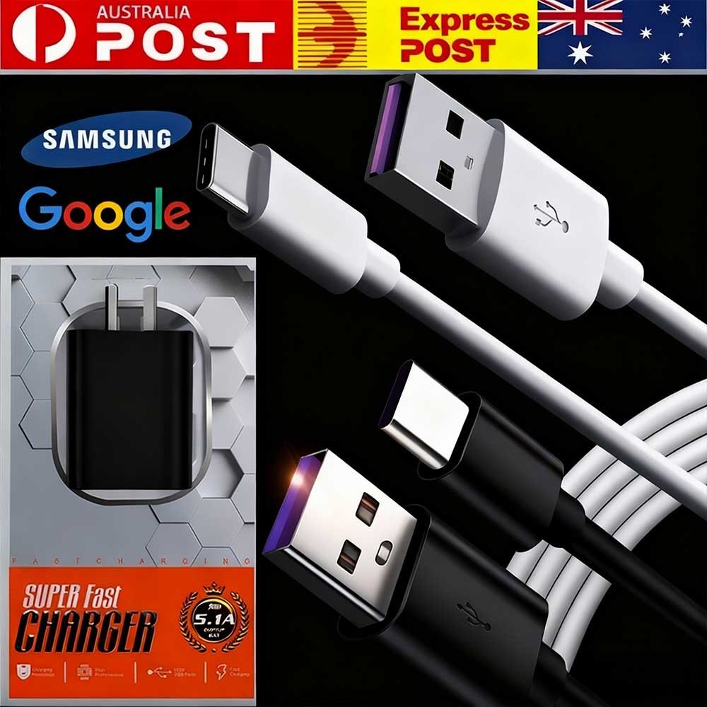 Universal USB to Type C Charging Cable 1.4m Black USB-C Charger 3A Data Transfer