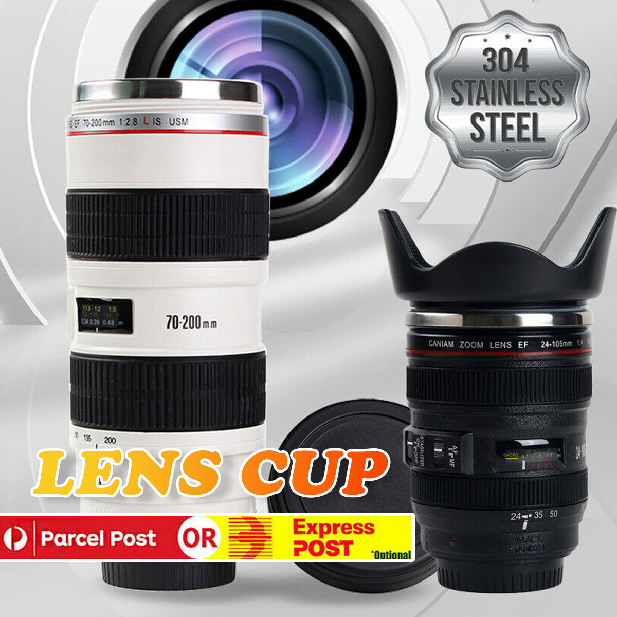 Camera Lens Coffee Mug Photo Cup Black 350Ml Stainless Steel Pen Holder Vase ABS