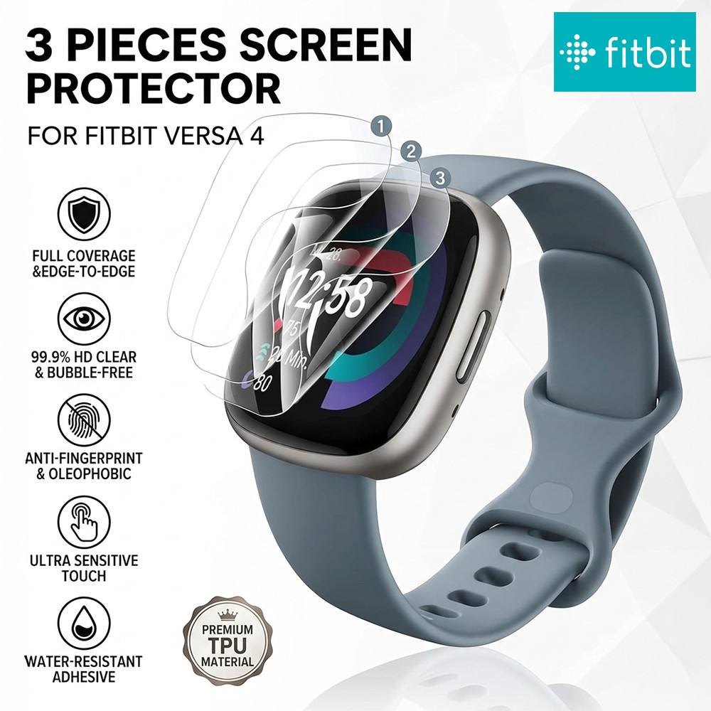 3PCS Fitbit Versa 2 3 Sense Hydrogel Screen Protector 360 Protection Clear TPU