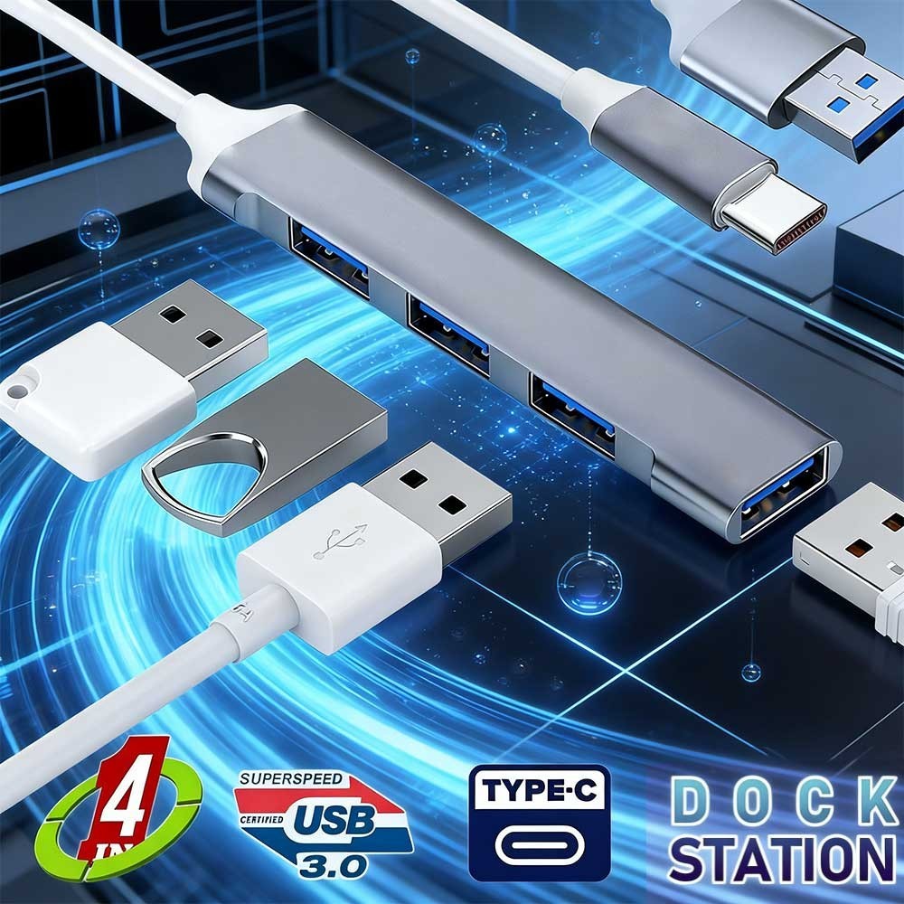 4-in-1 Type-C USB Hub Adapter four USB 3.0 Ports 5Gbps Portable Laptop For Ipad