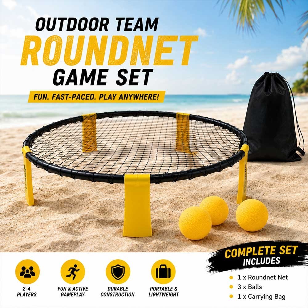 Standard Round Net Ball Set 900mm 200mm PVC 3 9cm Balls Carrying Bag Pump Indoor