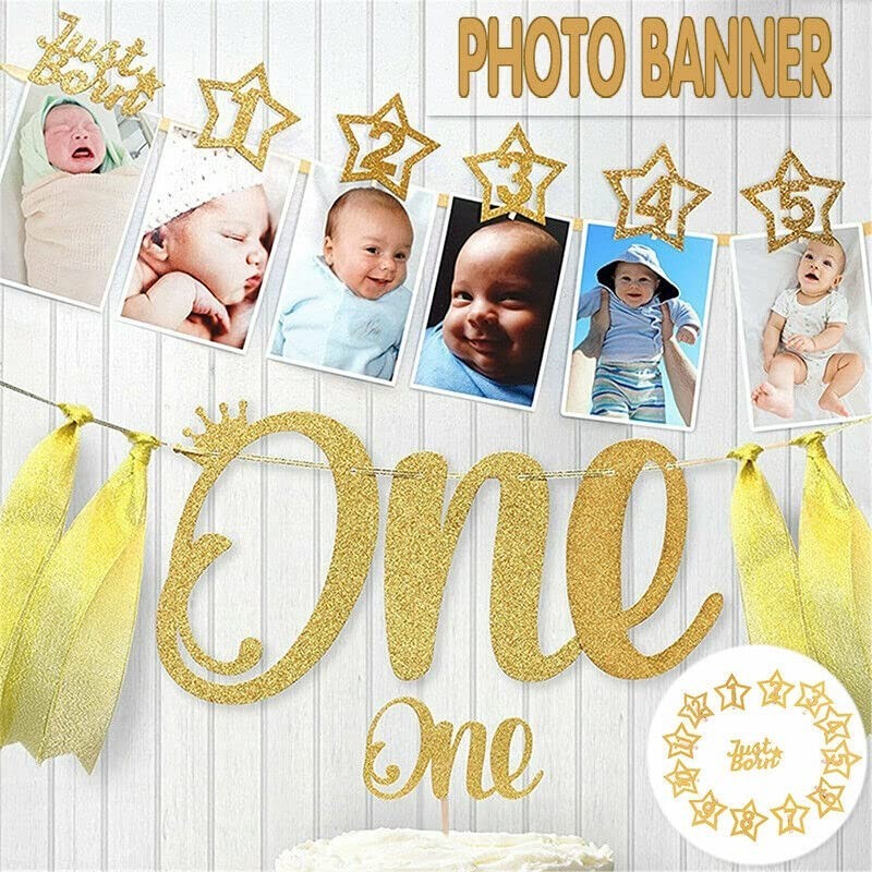 1st Baby 1-12 Month Photograph Banner Birthday Party Backdrop 12pcs Photo Frame