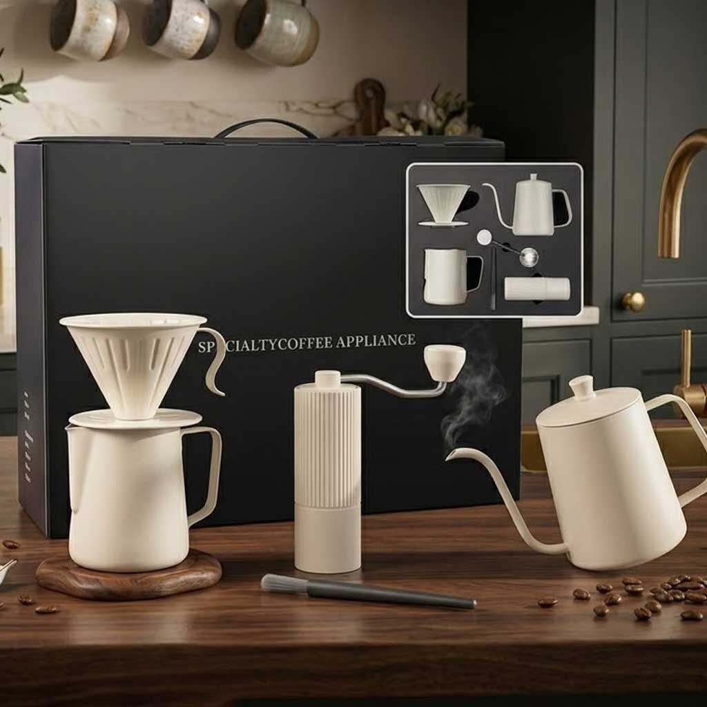 Pour Over Coffee Maker Gift Set 600ml 304 Stainless Steel Manual Grinder Hand 01