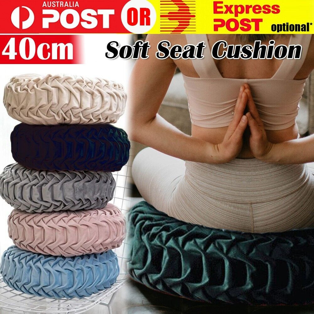 Round Pumpkin Velvet Seat Cushion Red Plush PP Cotton 38x10cm Pleated Decor Home