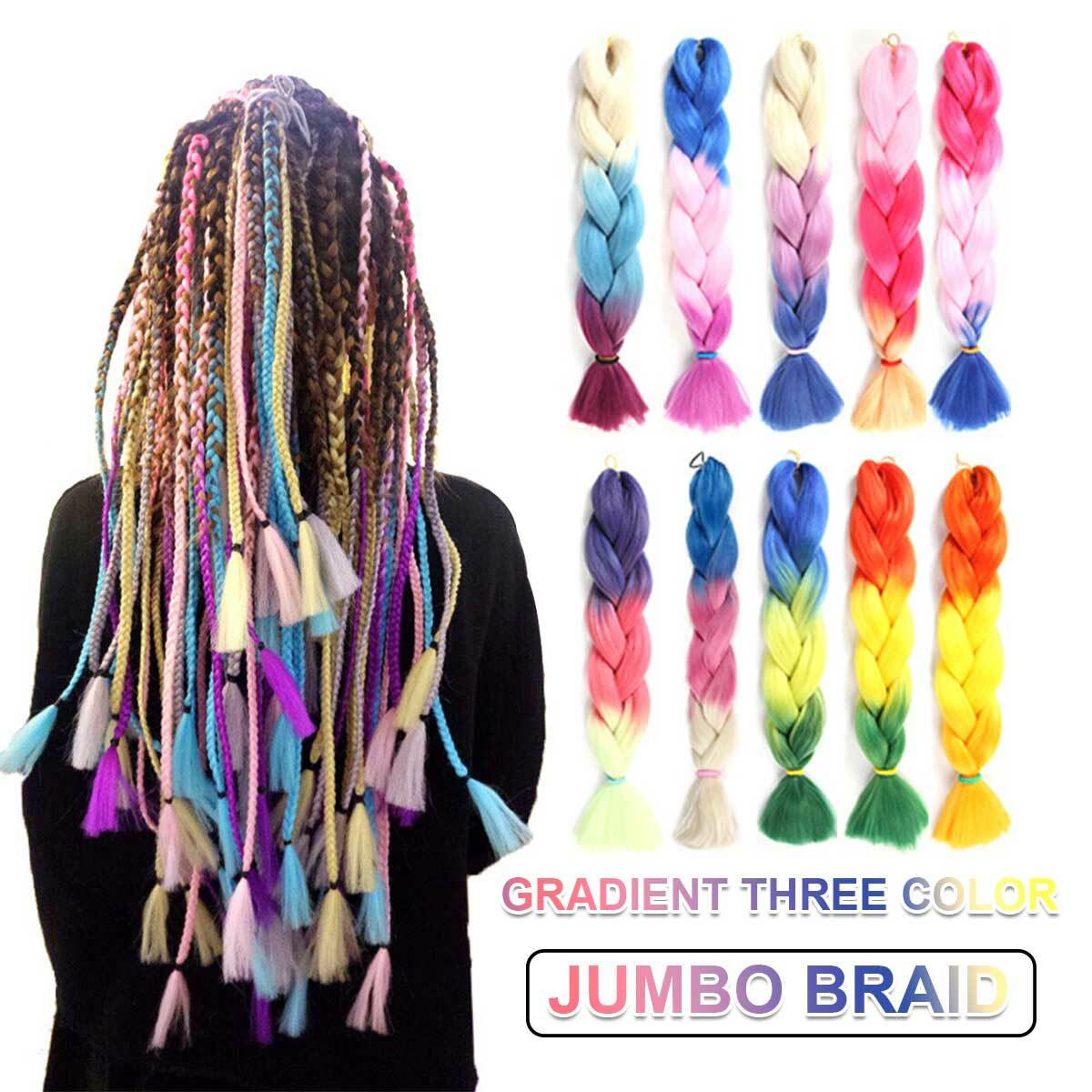 Coloured Jumbo Braiding Twist Hair Extensions 62cm Synthetic Heat Resistant 100g