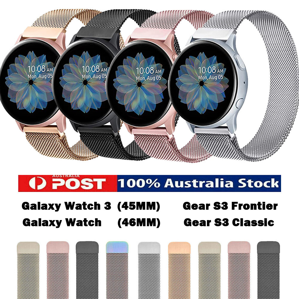 22mm Band For Galaxy Watch 3 45mm Gear S3 Frontier Classic Black Mesh Magnetic