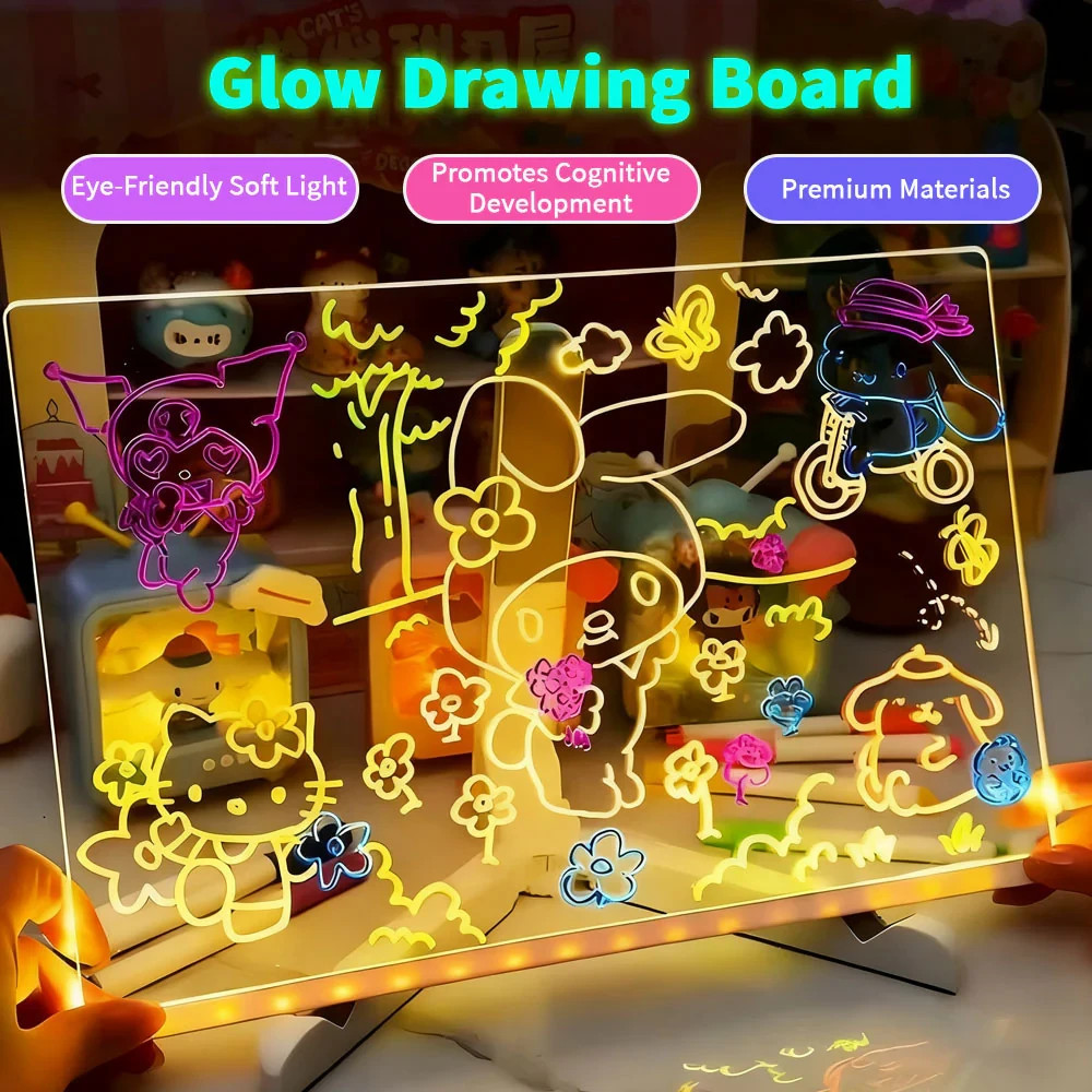 30 20CM LED Note Board Acrylic Dry Erase With Light Clear Multicoloured Plastic