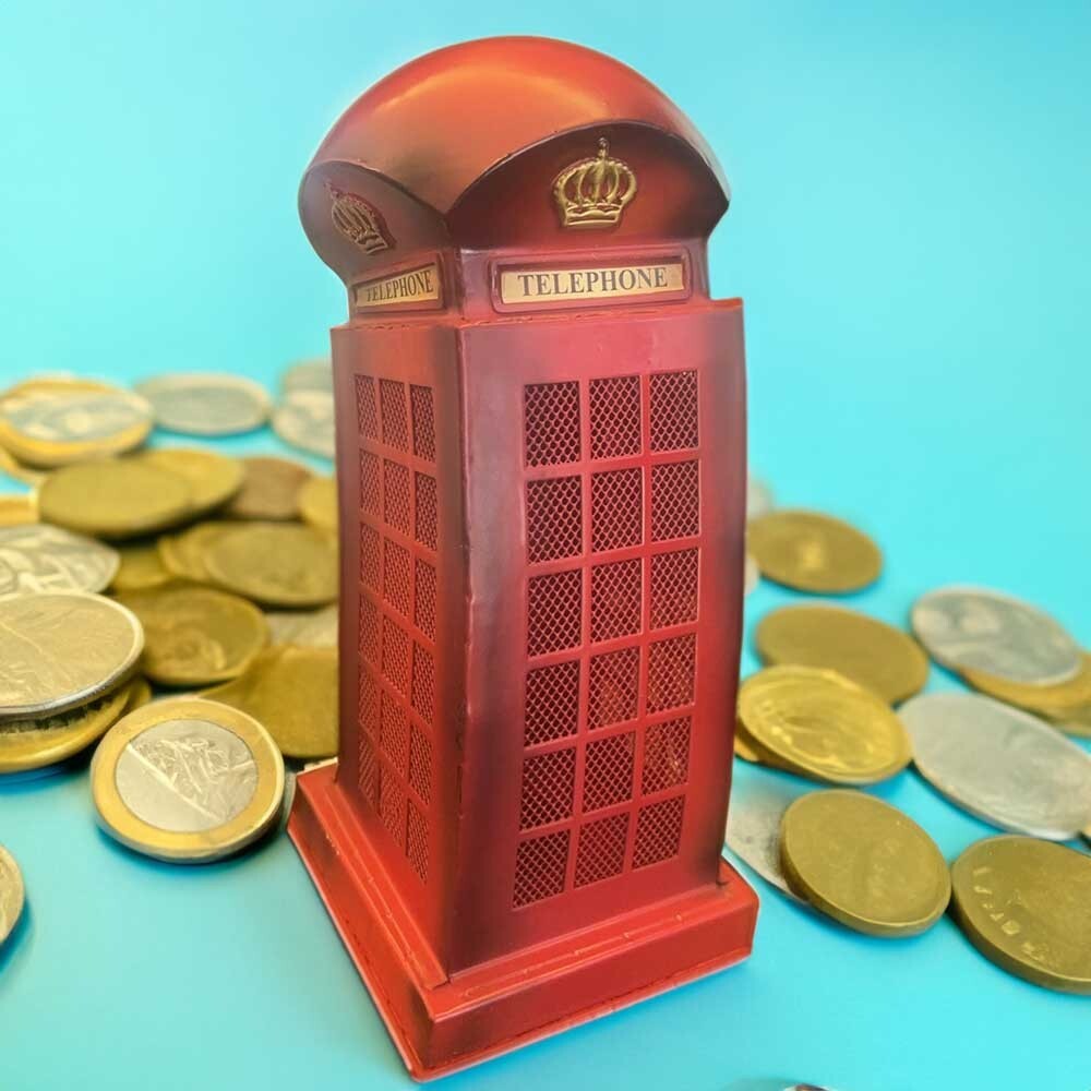 Red Piggy Bank Money Box with Counter Alloy 23cm 9.5cm Easy access coins plastic
