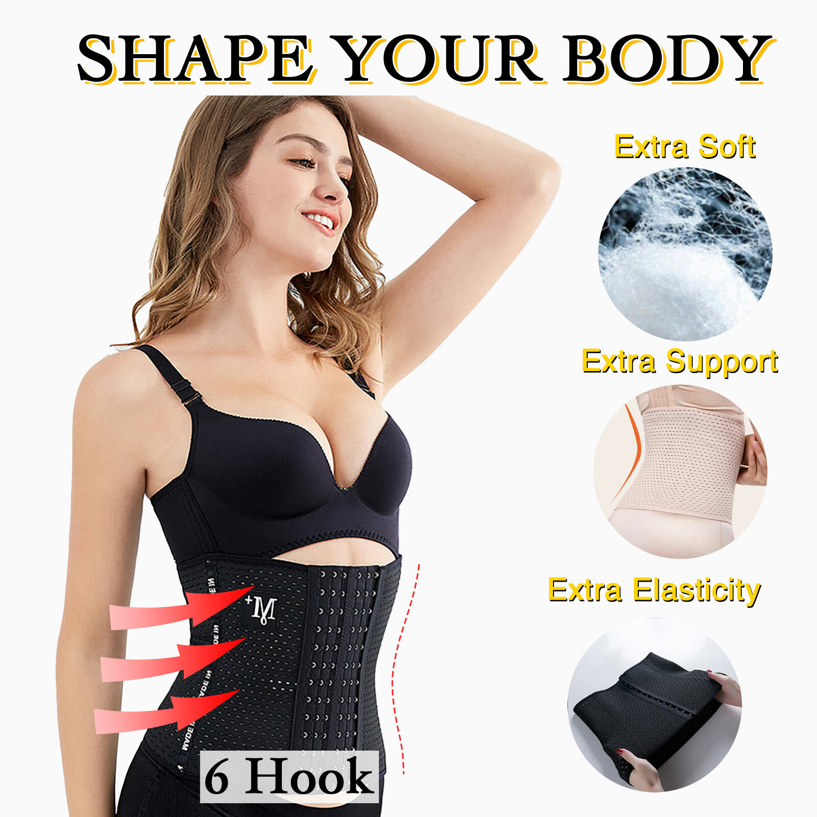 Womens Waist Trainer Cincher Tummy Girdle Body Shaper Corset Size 12 Latex Back