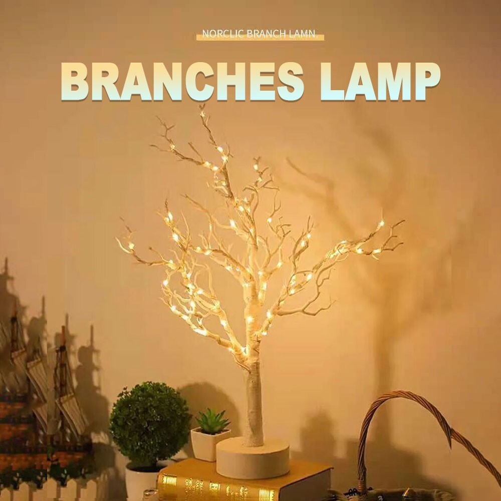 LED Tree Lights Warm White Copper Wire 65 Beads 10x60cm Christmas Party Wedding