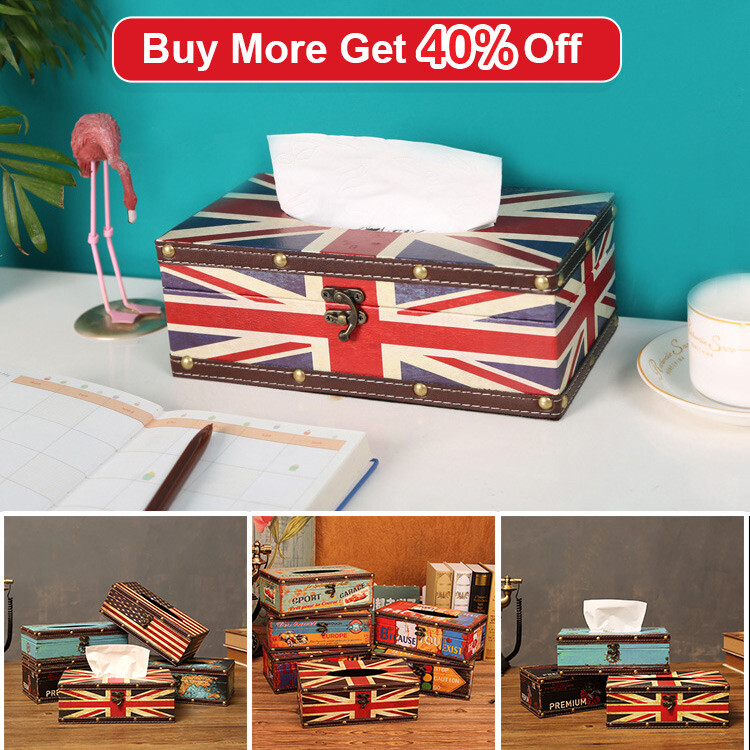 Wood Tissue Box Cover Rectangular White 25cm 14cm x 10cm Vintage/Retro Any Room