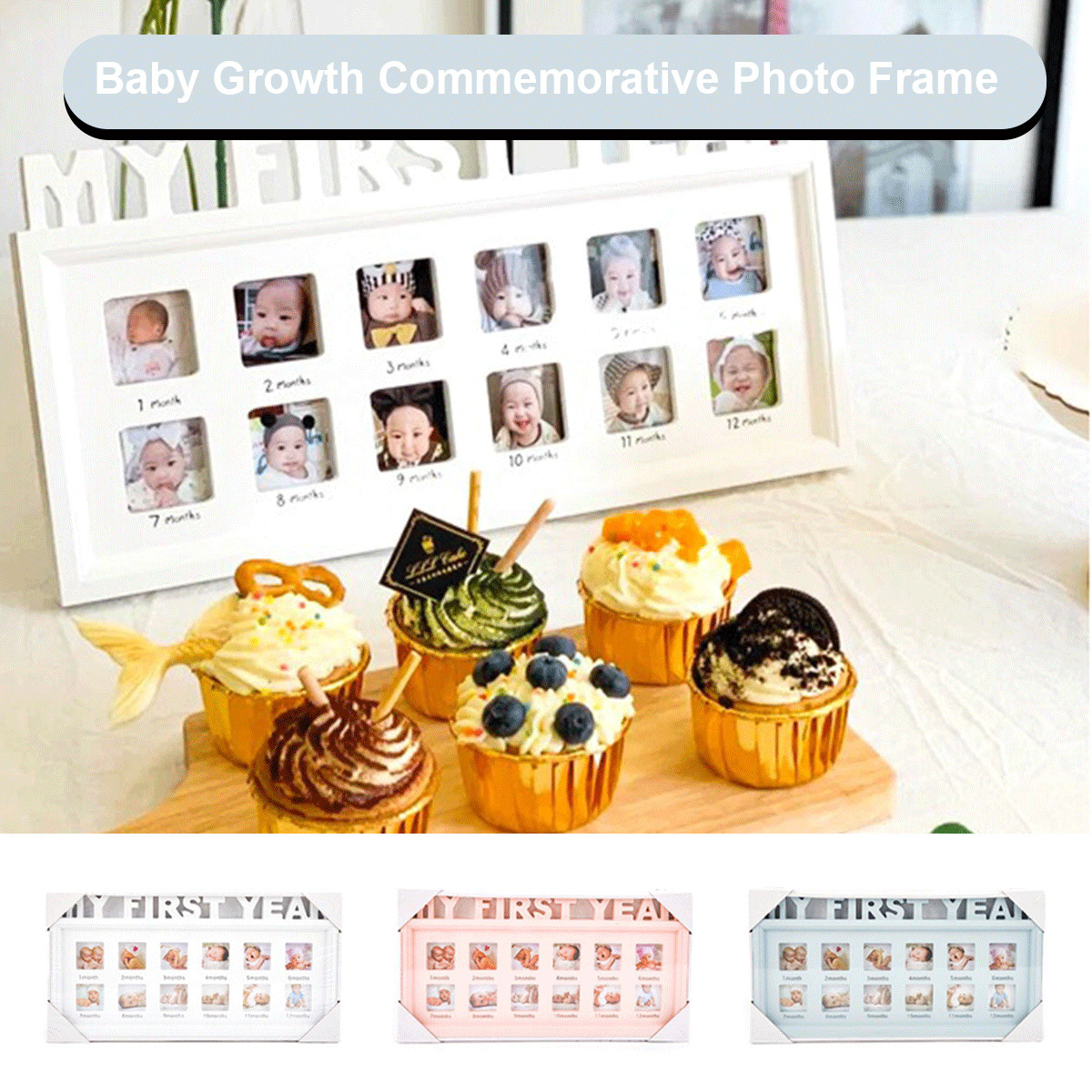 My First Year Baby Photo Frame 12 Photos PVC Free Standing 45cm 24cm Home Office