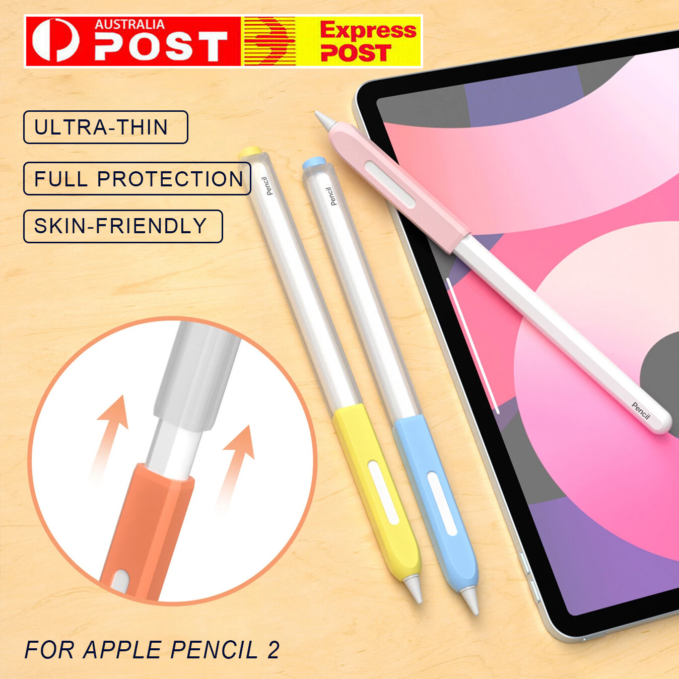Silicone Case For Apple Pencil 2nd Generation Magnet-Friendly Design 0.4mm Black