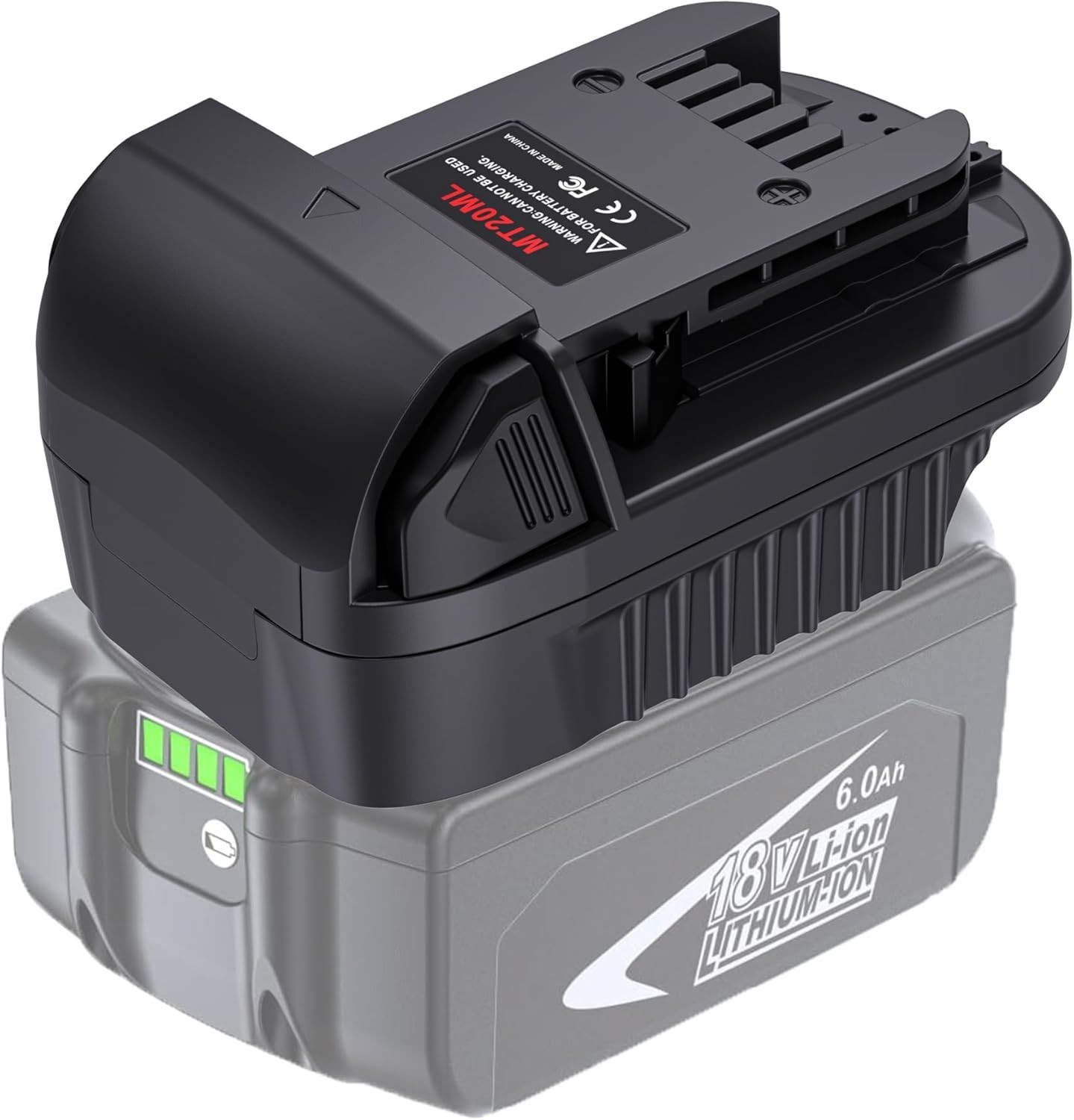 MT20ML Battery Adapter Makita 18V Li-ion to Milwaukee M18 Power Supply ABS Black
