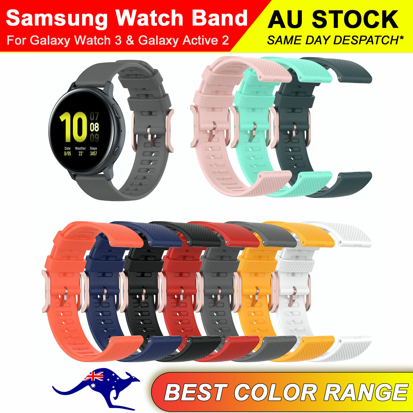 For Samsung Galaxy Watch 3 45mm Band 22mm Soft Silicone Strap Fits Gear S3 Black