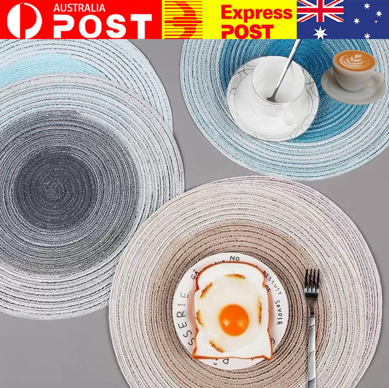 2/4PCS Round Lace Coasters 19cm Coffee Table Mats Set Heat Insulation Pad Cotton