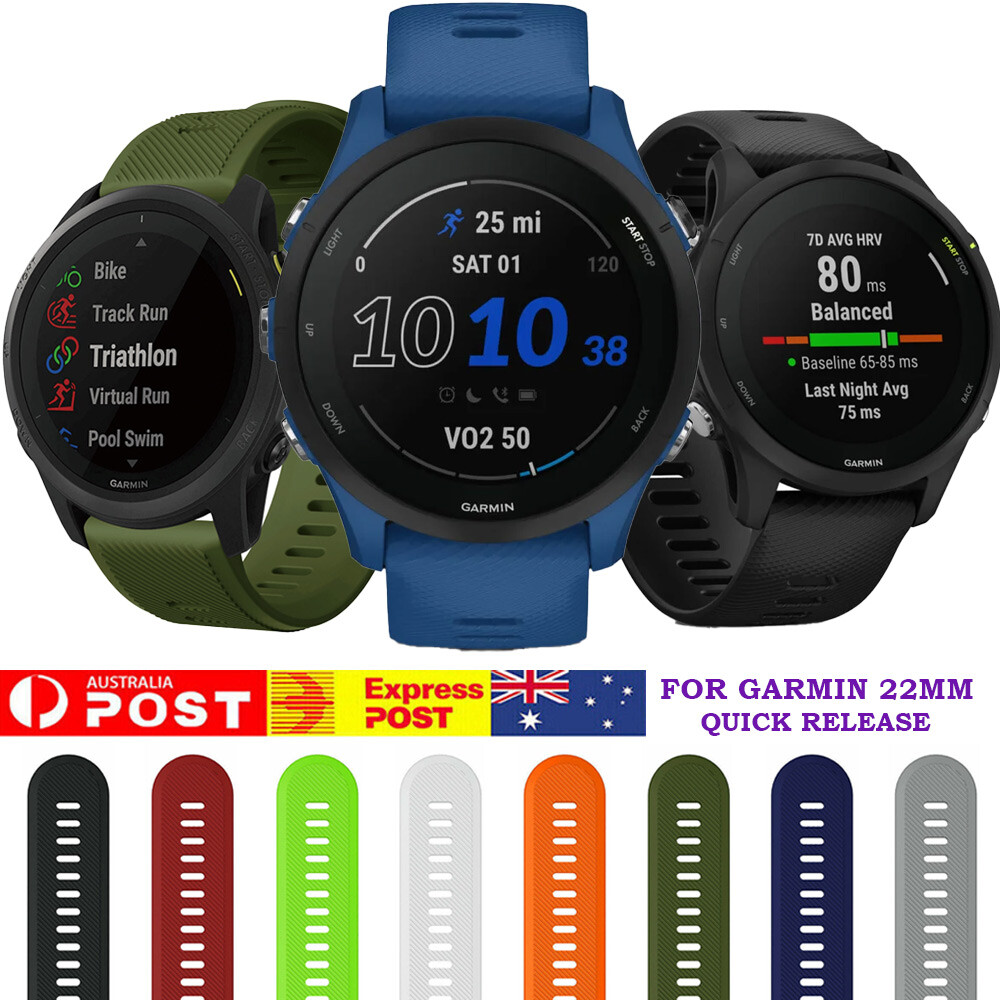 Garmin Forerunner 745 Replacement Watch Band Silicone Black 22 Sports GPS Smart