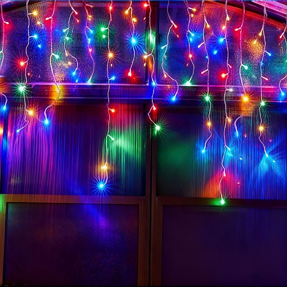 4M Multicolor Curtain Icicle Lights LED String Light 96 LEDs 110V IP44 Outdoor