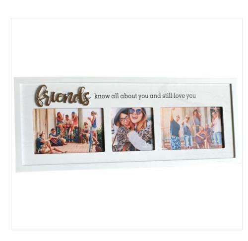 Woof Photo Frame for Family Friends Gift Decor White Metal Raised Writing 49cm