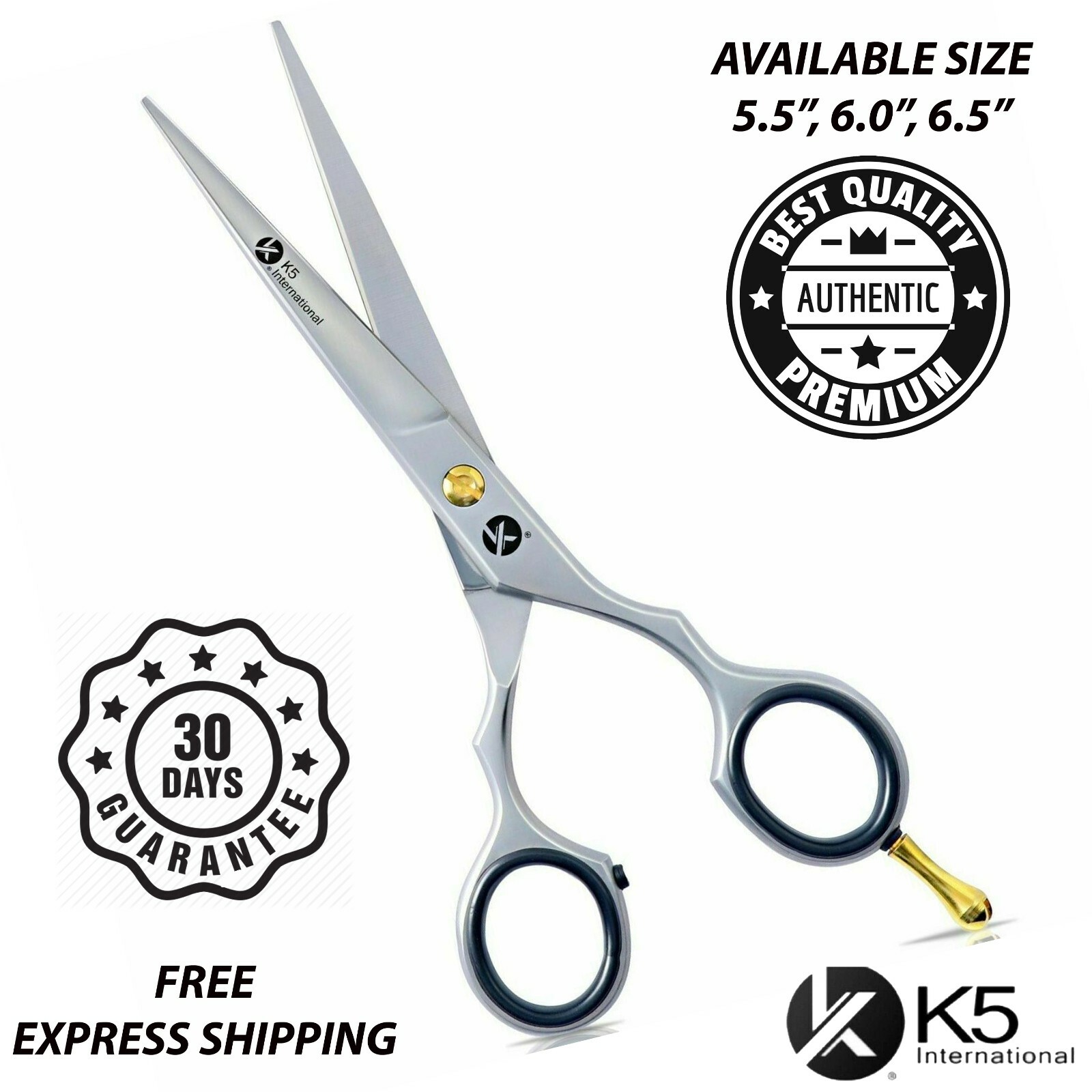 K5 International Barber Shear Professional Japanese Steel Razor Sharp 5.5 Silver