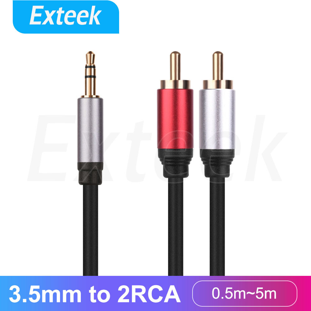 TEKERA 3.5mm To 2 RCA Male Stereo Audio Aux Splitter Cable Gold Plated 0.5m