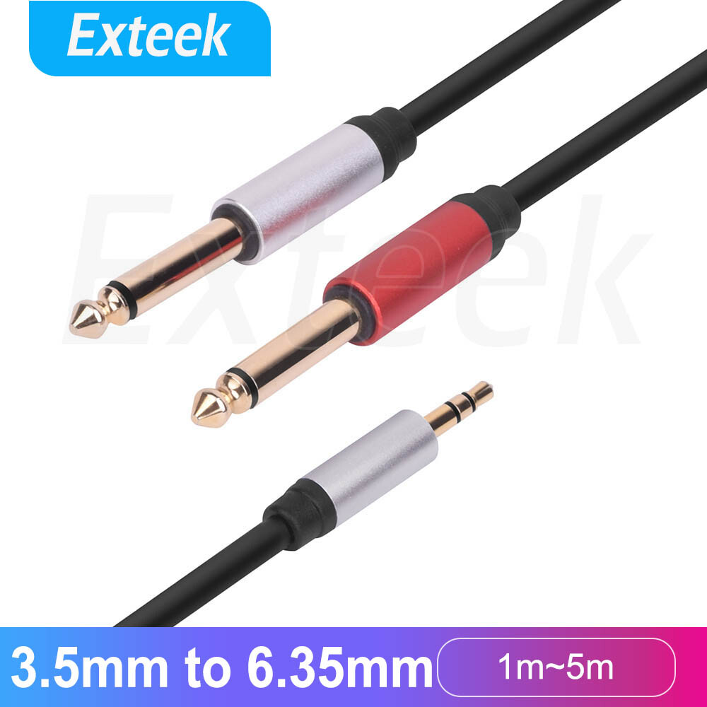 3.5mm Stereo TRS Male to Dual 6.35mm 1/4 Mono Y-Cable 1.8m Gold Plated Black