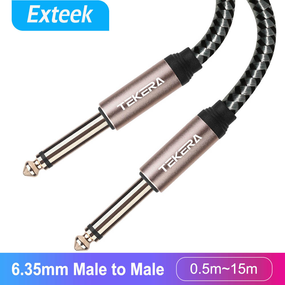 6.35mm Mono Male to Male Guitar Amplifier Audio Cable Black Gold Plated 1.5M