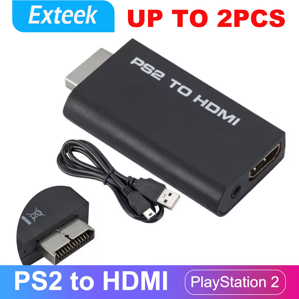 PS2 HDMI Video Converter Adapter 3.5mm Audio Output USB Plug Play Black 50 cm
