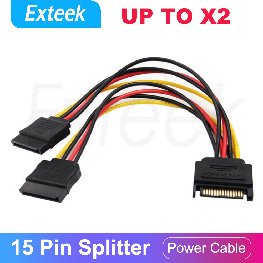 SATA 15 Pin Male to Dual 15Pin Female HDD Power Splitter Cable 15cm Hard Drive