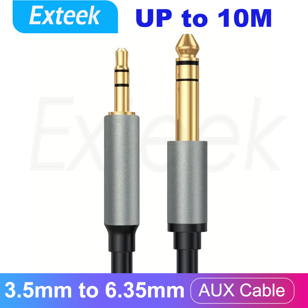 3.5mm to 6.35mm 1/4 TRS Stereo Audio Cable 1.5m Gold Plated Guitar AUX Amplifier