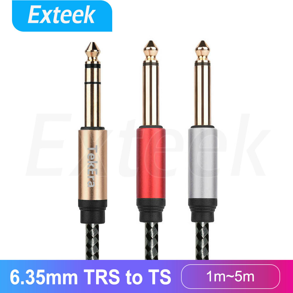 TekEra 6.35mm 1/4 inch TRS to Dual TS Mono Y-Splitter Cable Gold Plated Black