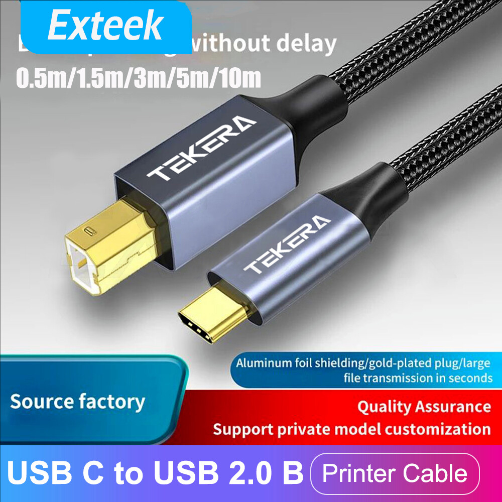 TEKERA USB Type C USB-B Midi Cable Printer Scanner 1.5M Nylon USB 2.0 480 Mbps
