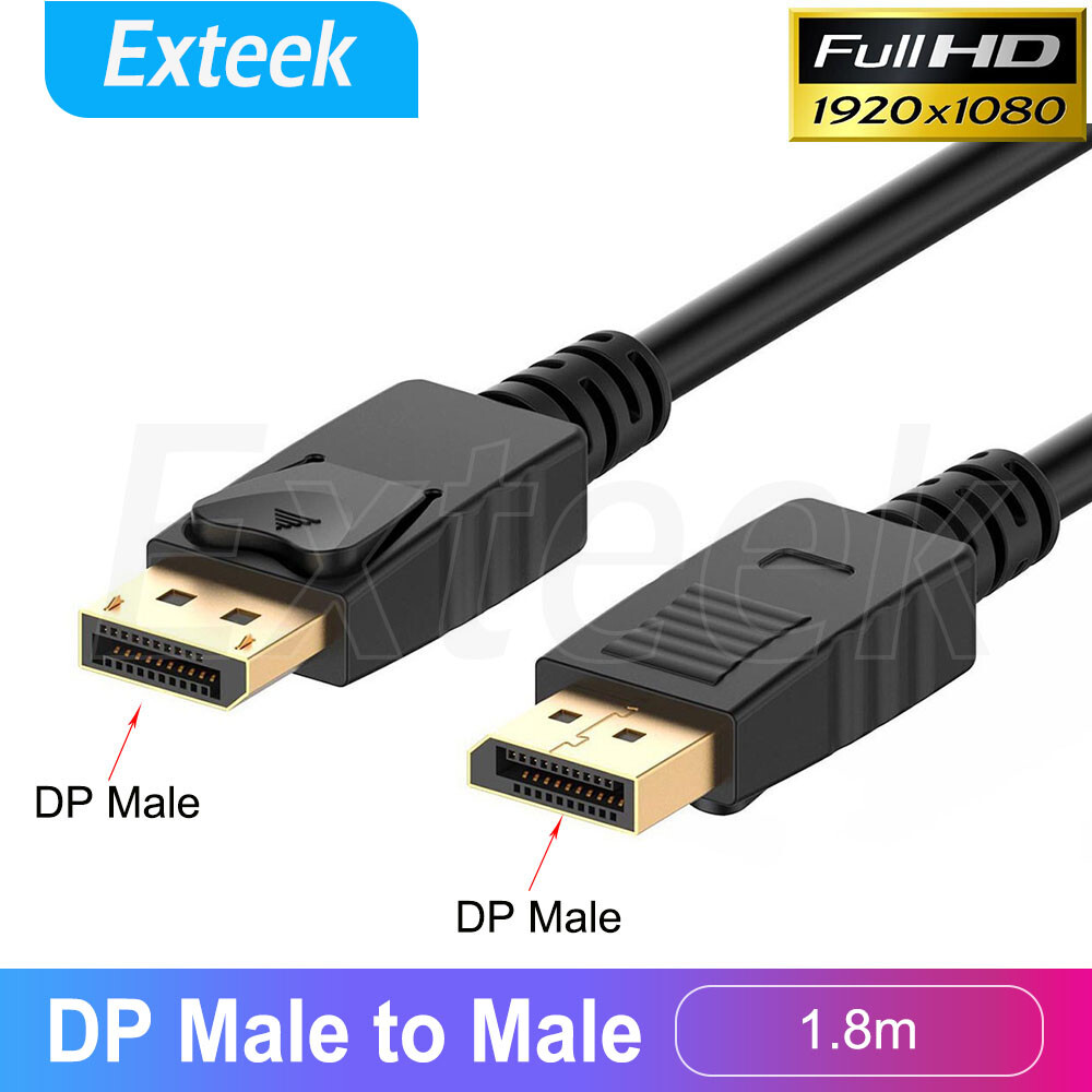 DisplayPort Cable DP Male to Male 1.8m 1080p 60hz Full HD Gold-Plated Black