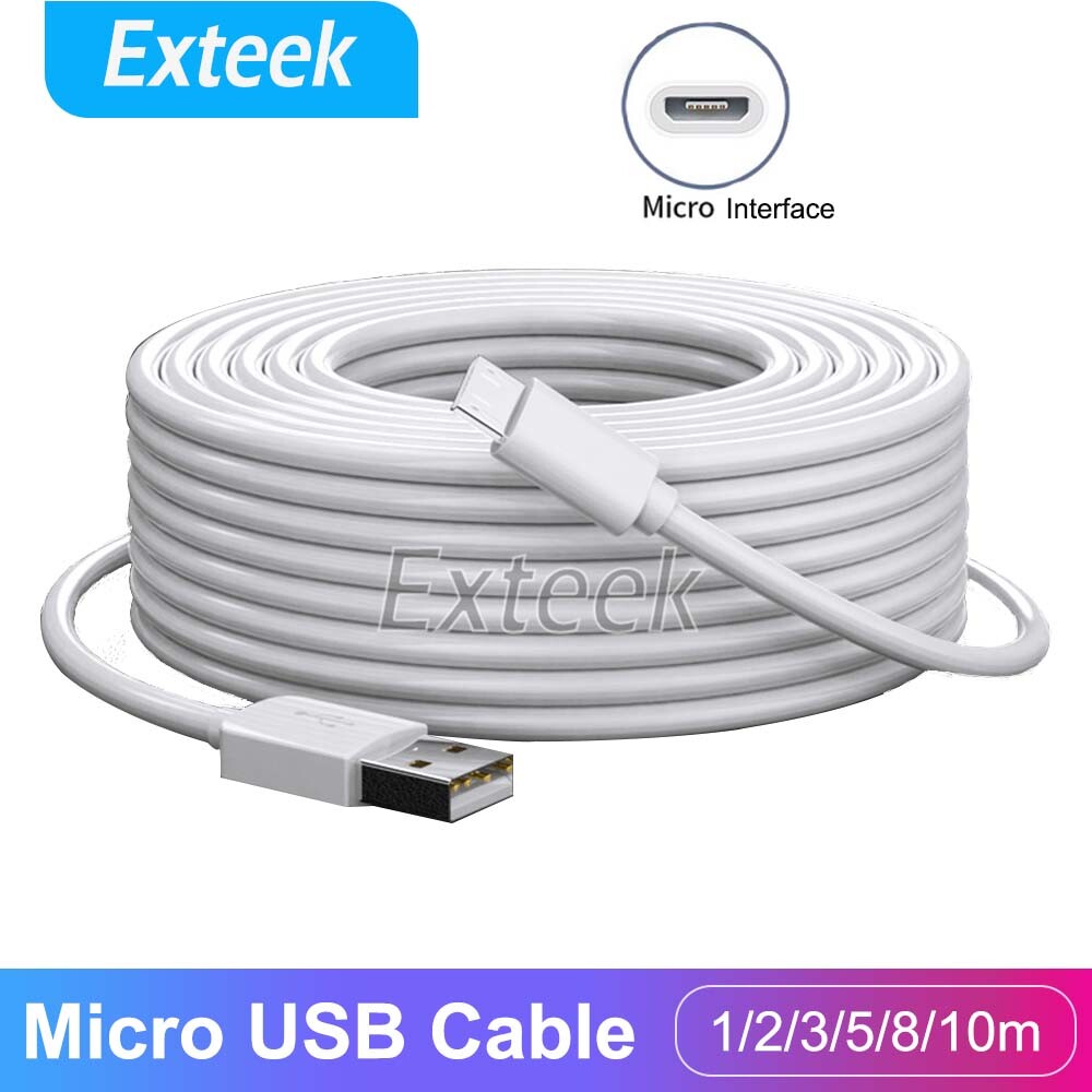 Universal Micro-USB Charging Data Sync Cable White PVC Fast Charge A-Male 1m
