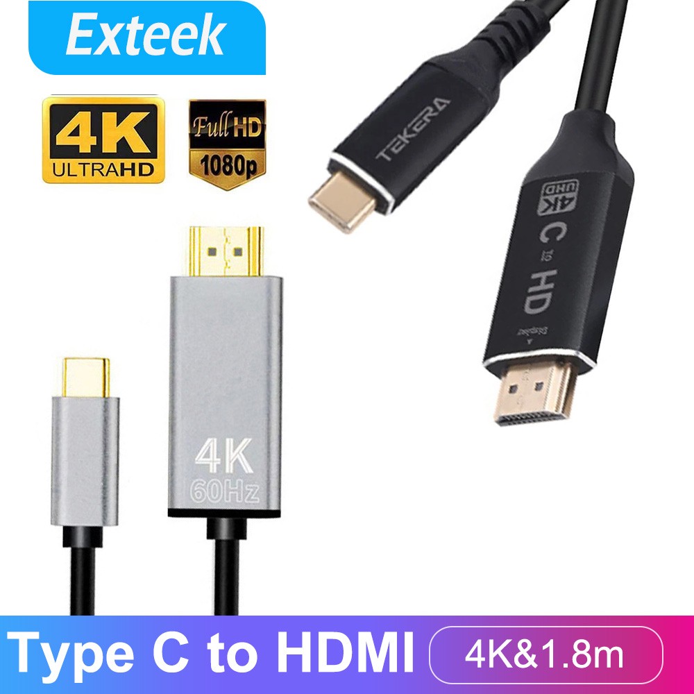 USB-C Type-C to HDMI 2.0 Cable 1.8M 4K 30Hz Portable For Apple Laptop