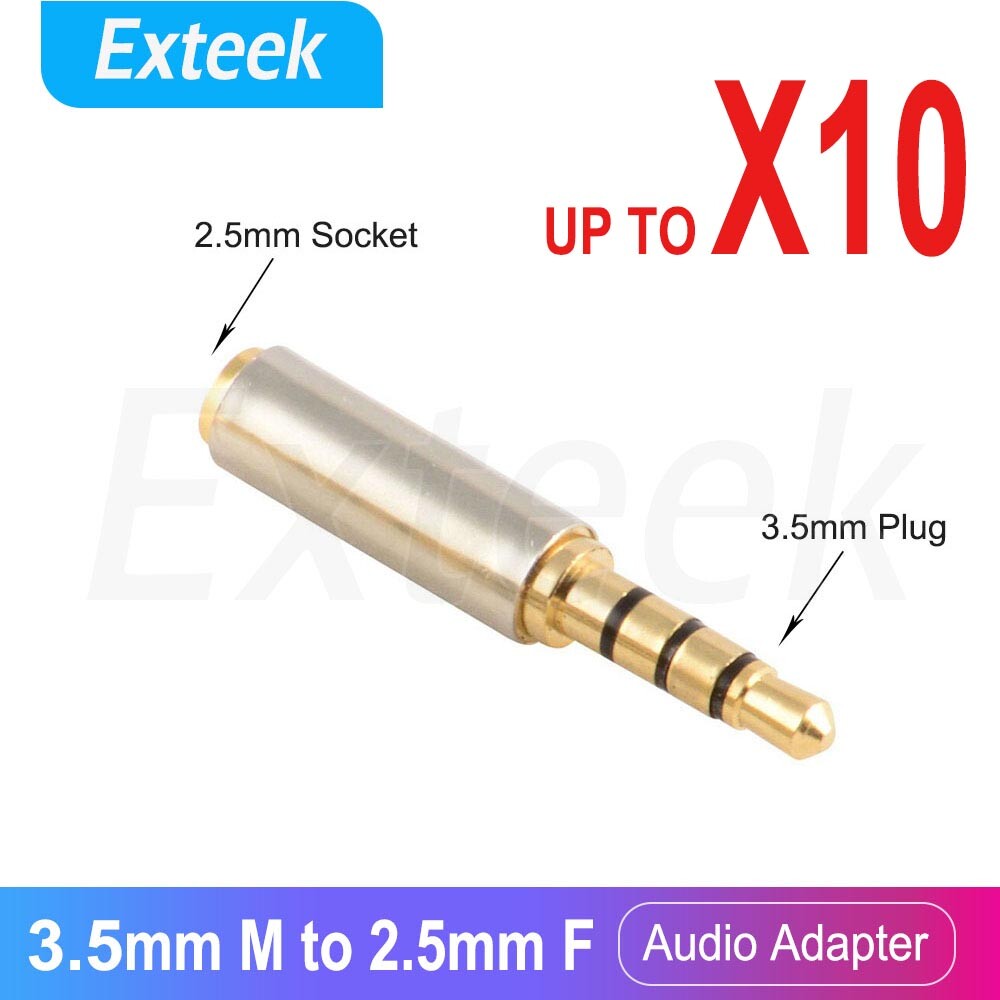 2.5mm Female 3.5mm Male Jack Aux Audio Adapter/Converter Gold Plated Silver 1