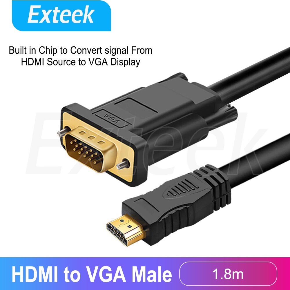 HDMI Male to VGA Male Cable Converter 1080P Full HD 6 ft. Black Laptop Adapter
