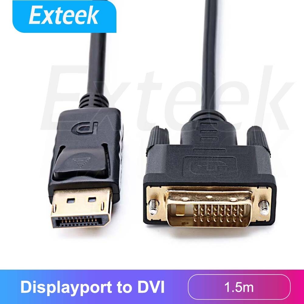 DisplayPort to DVI Cable Male to Male High Speed 1080P 1920x1200 1.5m Black