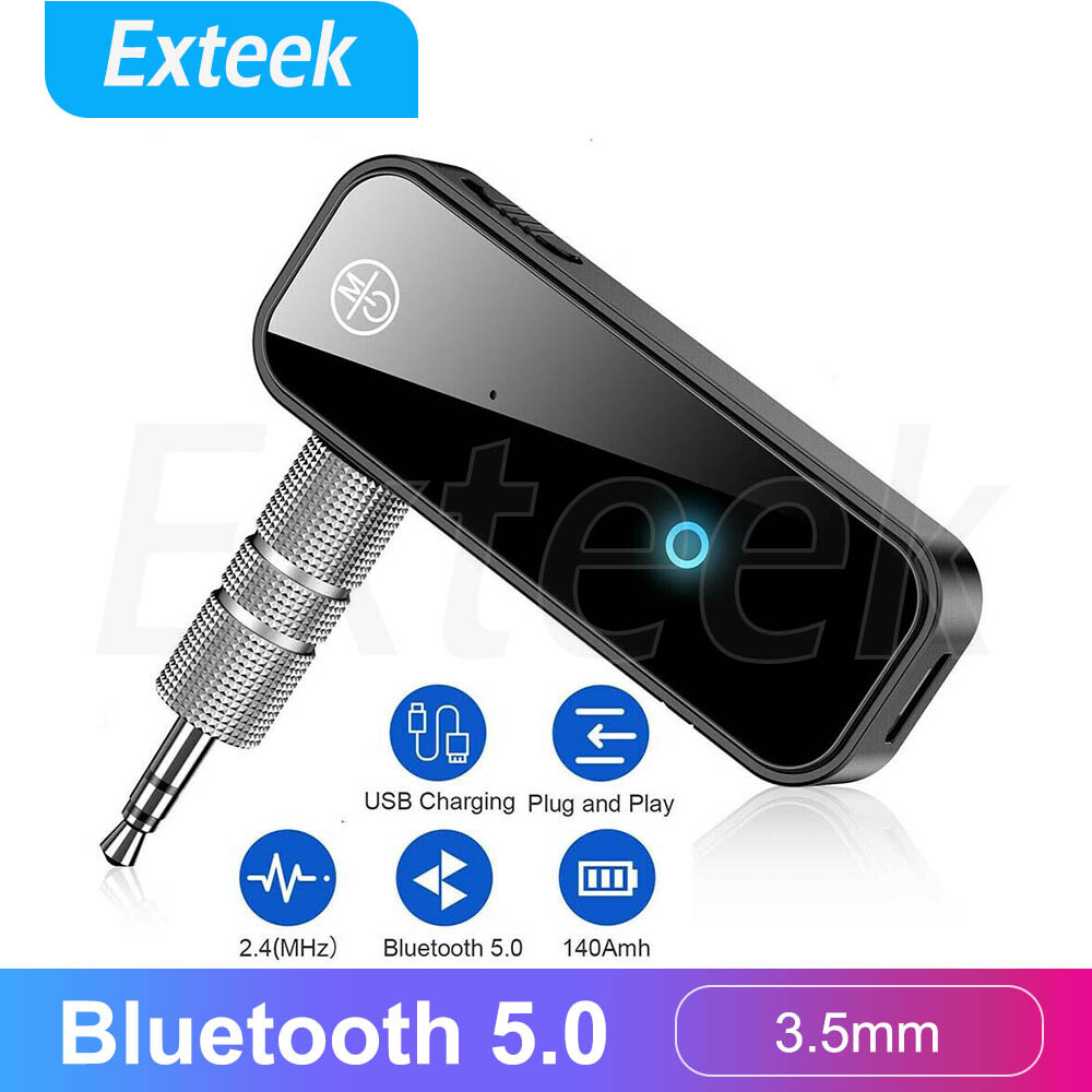 Bluetooth 5.0 Transmitter Receiver Audio Adapter AUX 3.5mm TV CAR PC Black