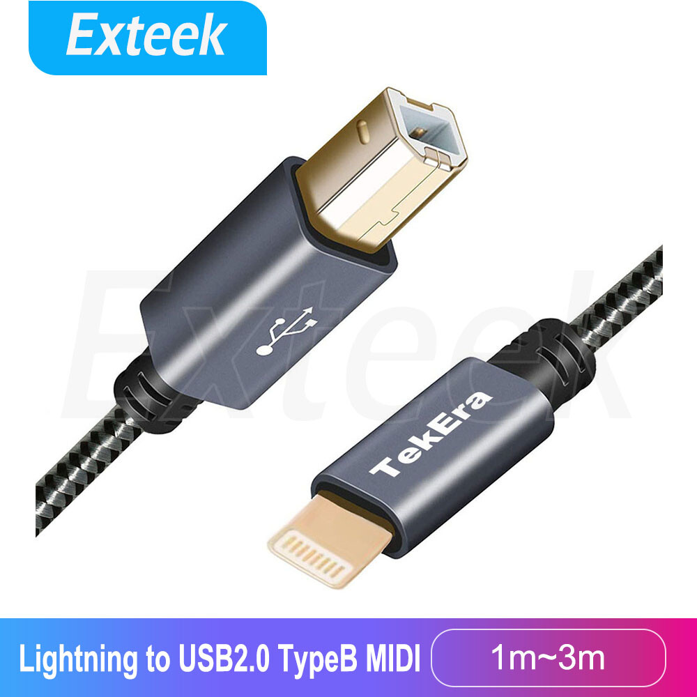 TekEra 8Pin to Type-B MIDI Keyboard Converter USB 2.0 for iPhone iPad Braided