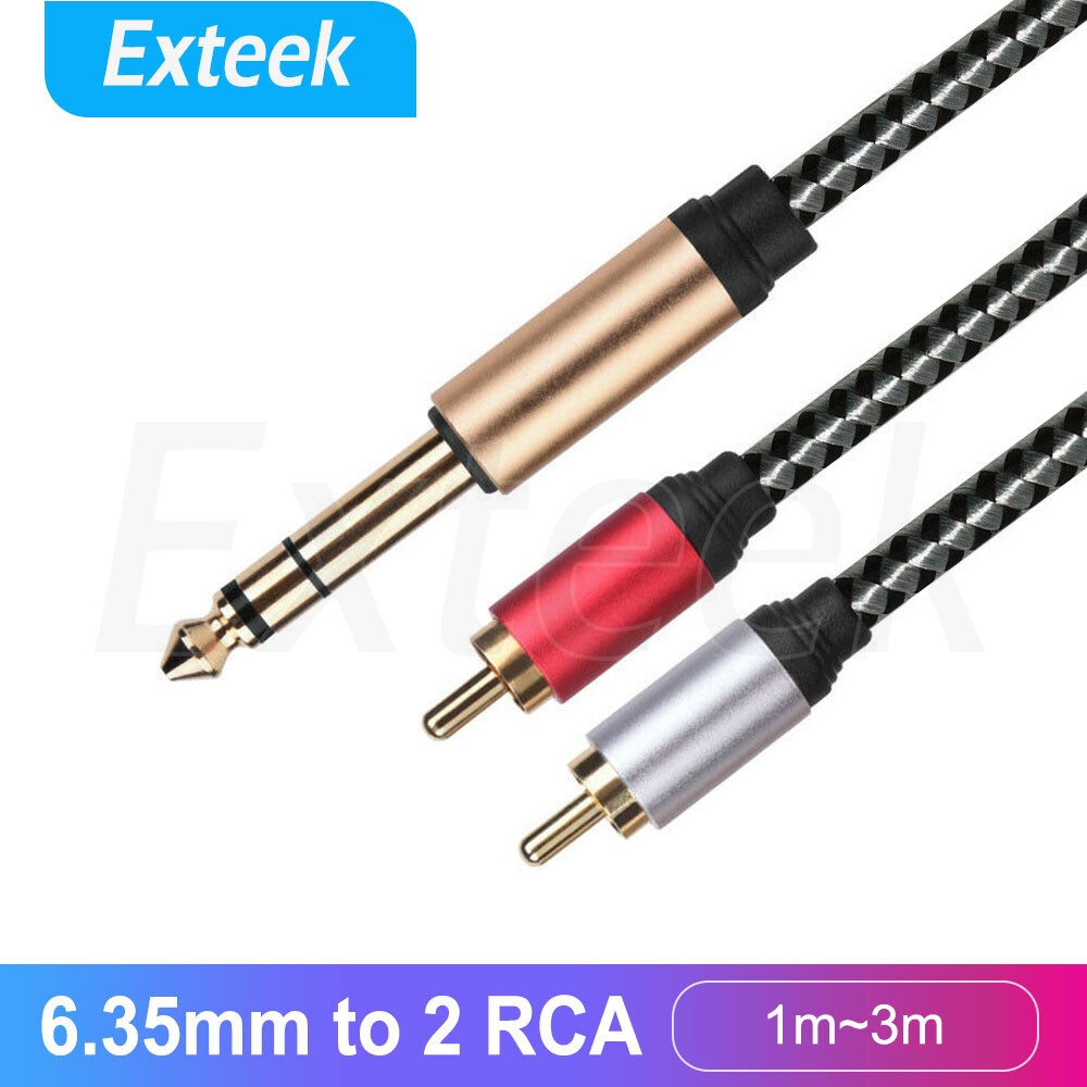 TekEra 6.35mm 1/4 Inch TRS Stereo Male to 2 RCA Gold Plated OFC Splitter Cable