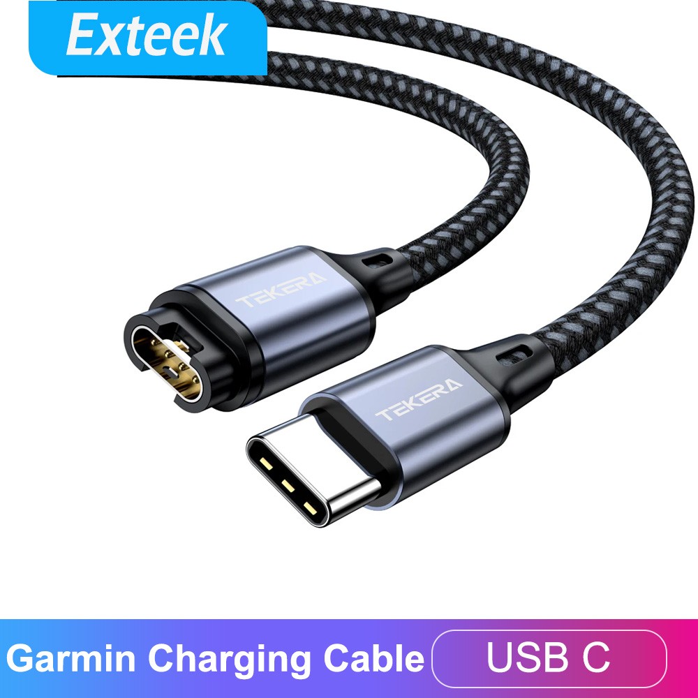 TEKERA USB C Charger Cable 1m Black For Garmin Watch Fenix 7 6 Venu 3 Forerunner