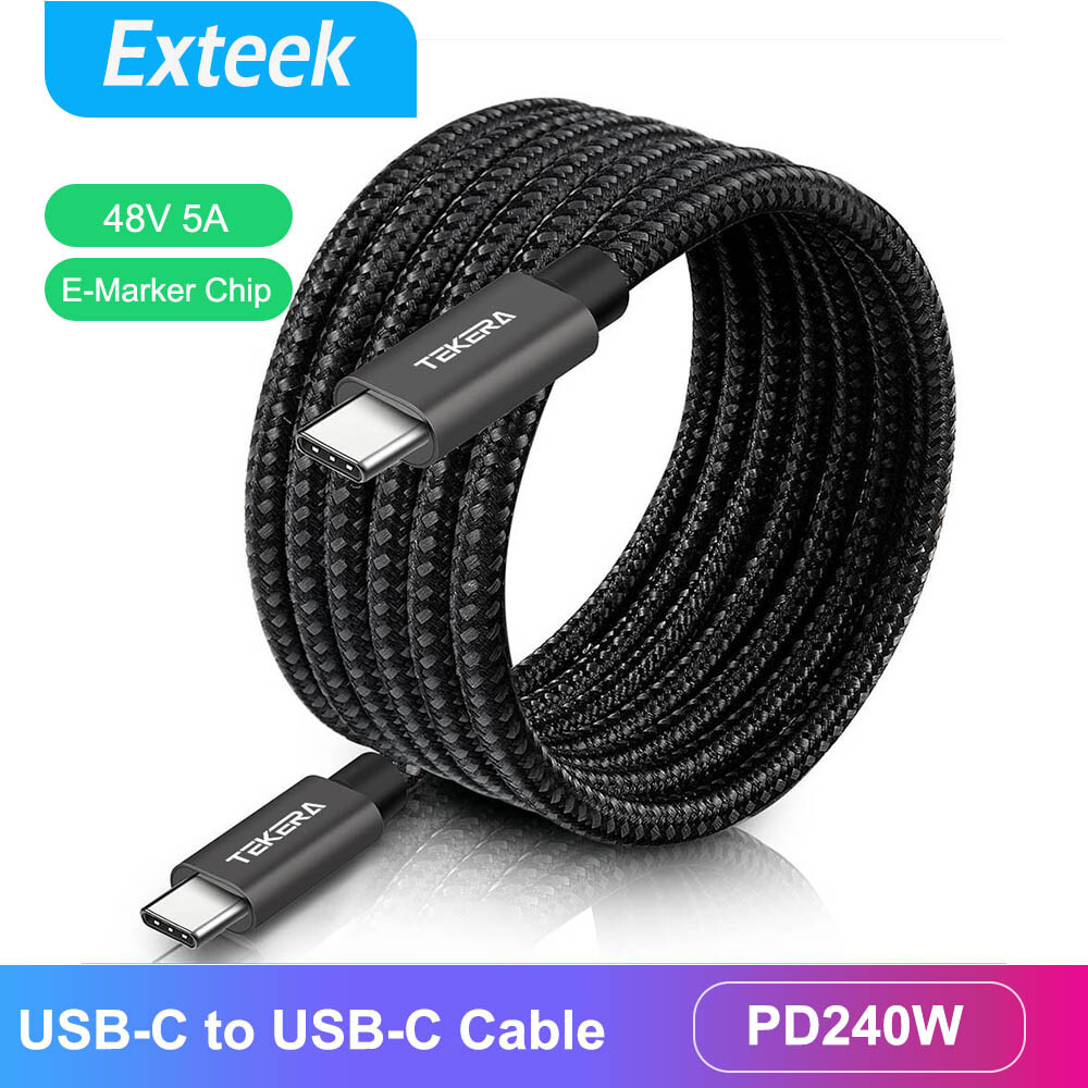 TEKERA 240W USB-C PD 3.1 Fast Charging Cable 1m/2m Black For MacBook Samsung