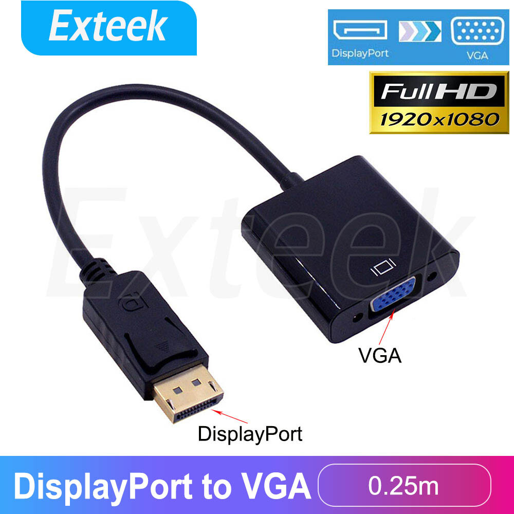 DisplayPort DP Male to VGA Female Video Converter Adapter Cable 0.2M Black PC